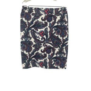 Ann Taylor Paisley Pencil Skirt Size 10 Cotton stretch lined preppy